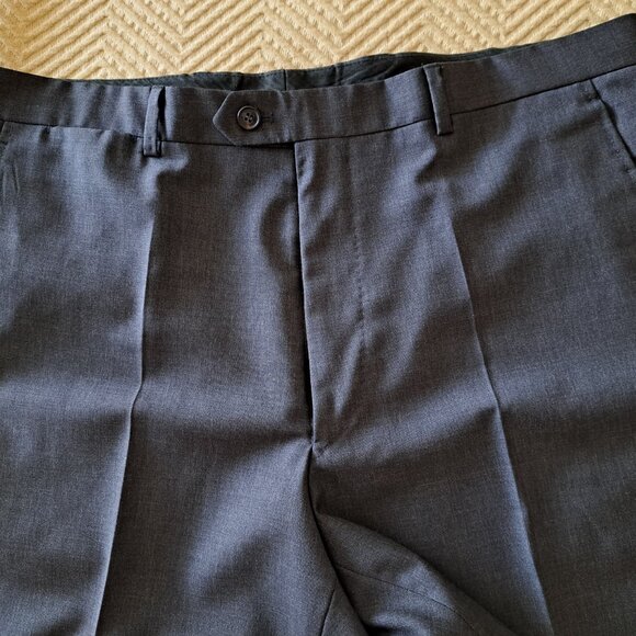 VALENTINO Luxury Men’s Gray Wool Pants Flat Front Dress Trousers IT 56R /40 US - Picture 2 of 15